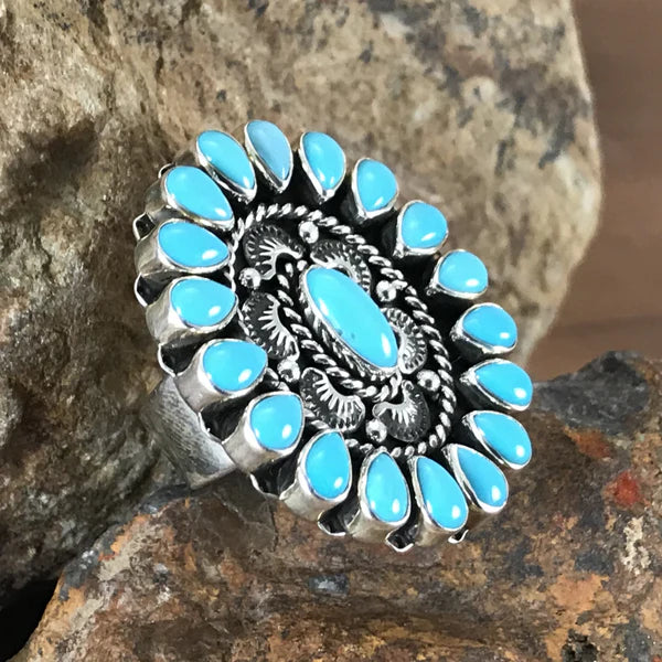 Navajo Style Sleeping Beauty Turquoise & Sterling Silver shops Ring Size 7