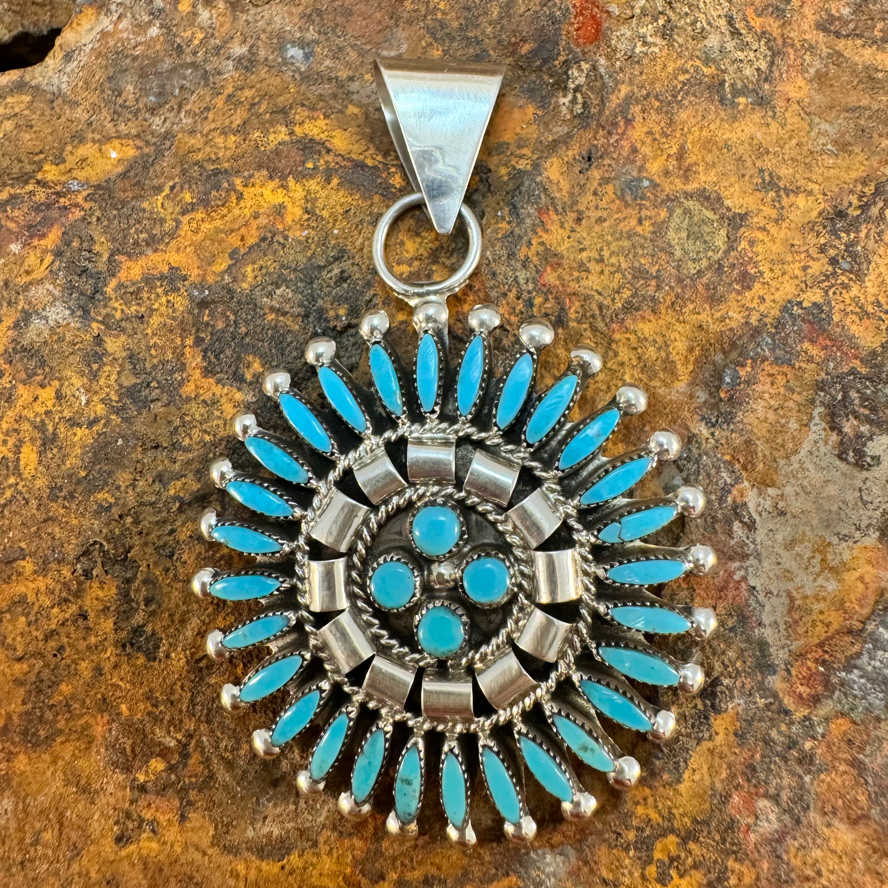 ZUNI CRAFTSMEN CO-OP Sterling Silver Petite Point Turquoise on sale Hair Comb Set