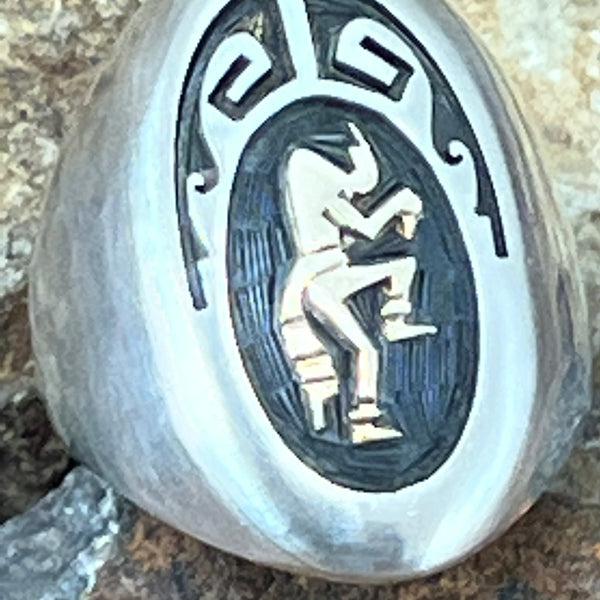 Vintage Hopi Overlay Silver / Gold Ring by Eddison Wadsworth Soohafyah