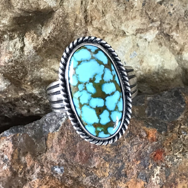 NATIVE American STERLING Silver Kingman Turquoise Necklace Pendant