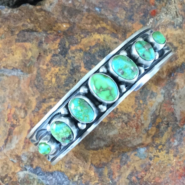 Sonoran Gold Turquoise Sterling Silver Bracelet by Fred Gruerro