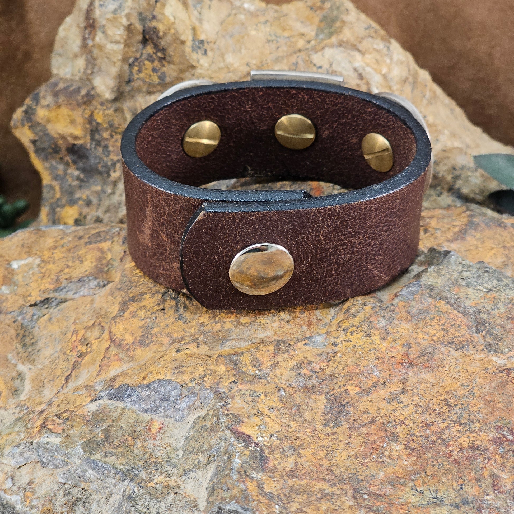 Leather and Silver Bracelet with Skull Design by Dave Rosales