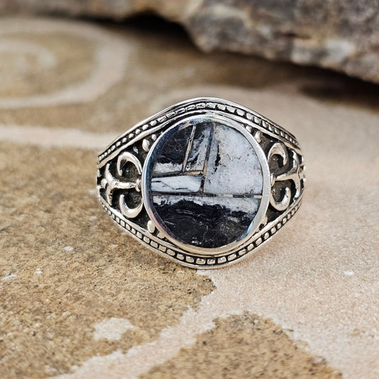 David Rosales White Buffalo Inlaid Sterling Silver Bounty Ring