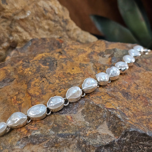 Fresh Water Pearl Sterling Silver Bracelet Link by Loretta Delgarito