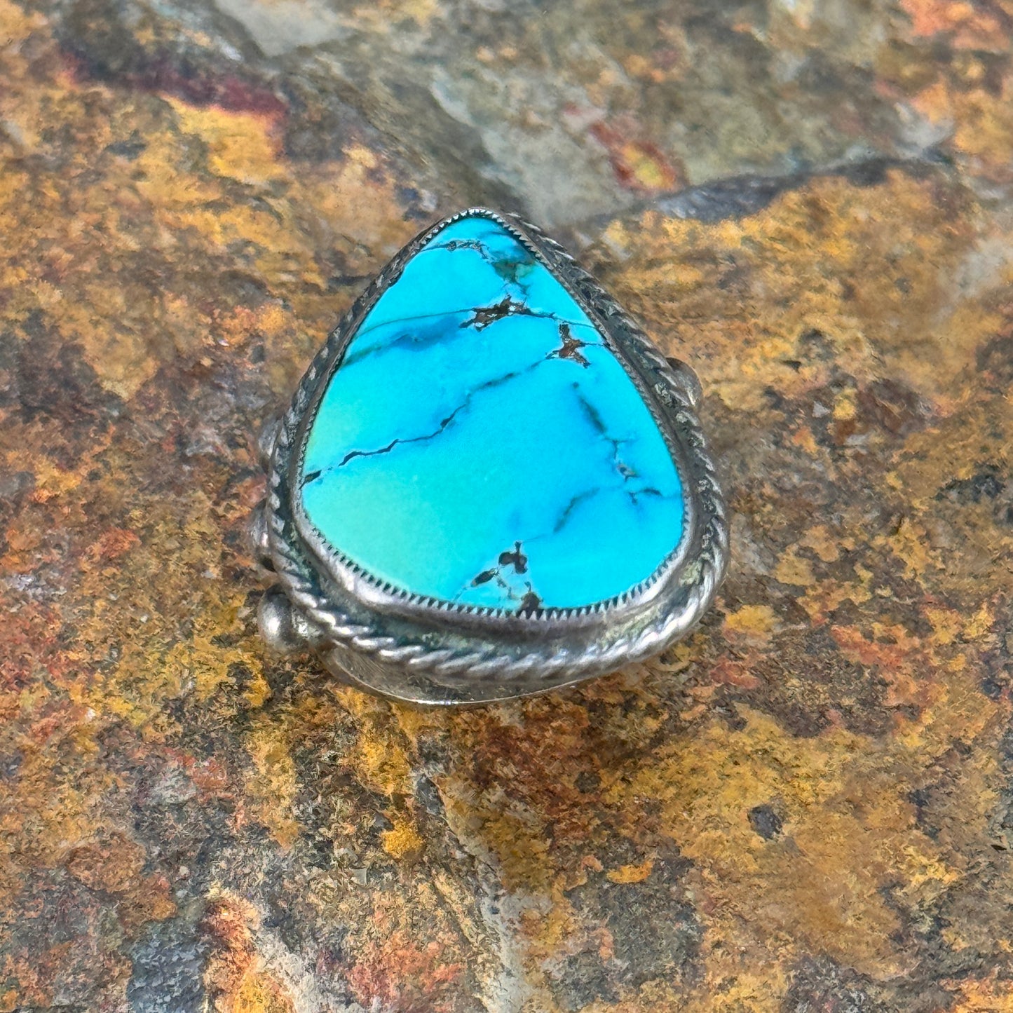 Vintage Turquoise Silver Ring - Estate Jewelry Size 6