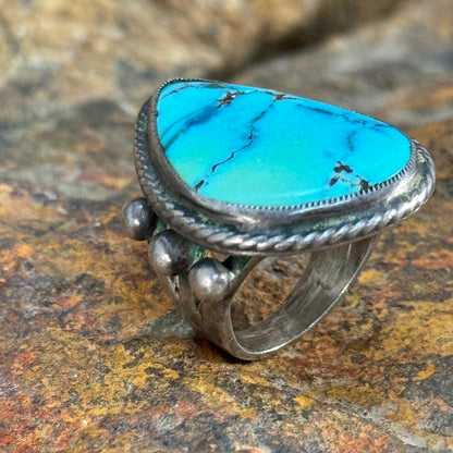 Vintage Turquoise Silver Ring - Estate Jewelry Size 6