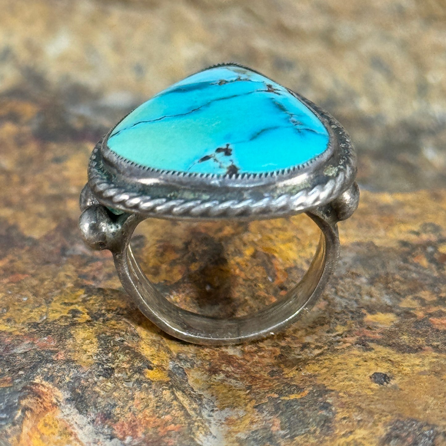 Vintage Turquoise Silver Ring - Estate Jewelry Size 6