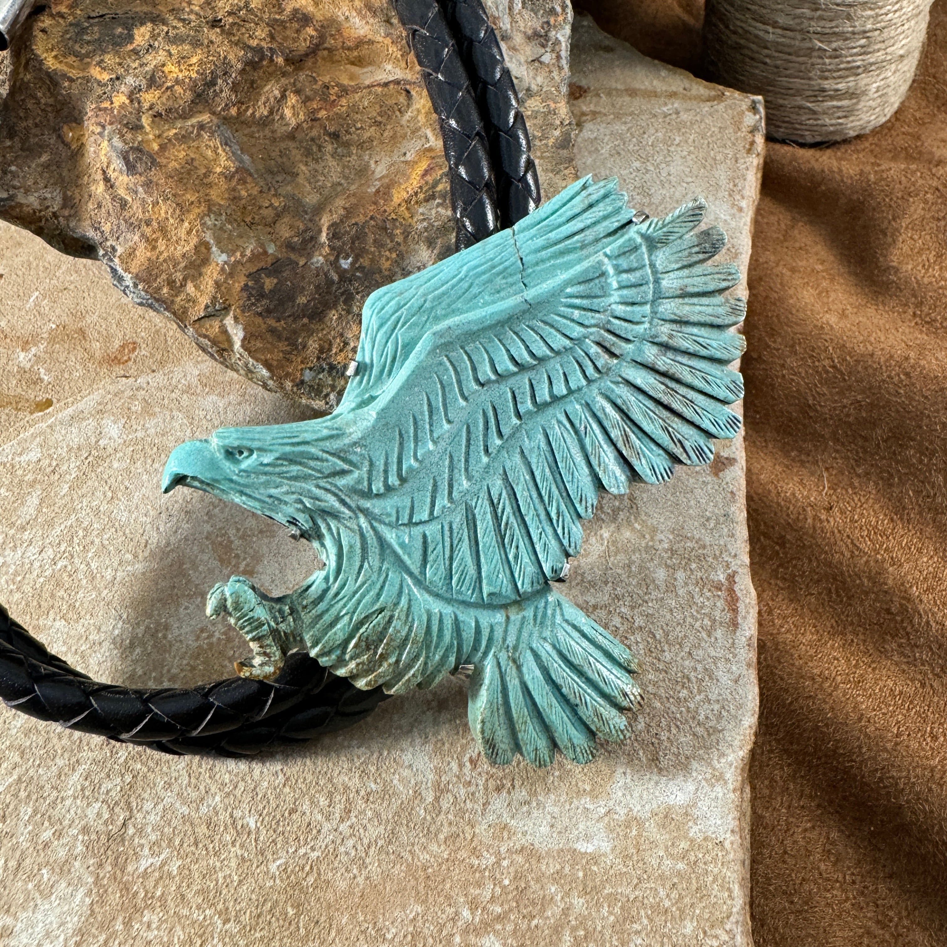 VIntage Native Turquoise, Coral Sterling Silver Buckle store design eagle with wings.