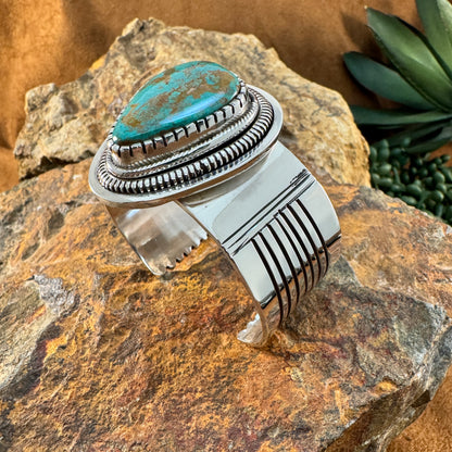 Royston Turquoise Sterling Silver Bracelet by Leonard Nez