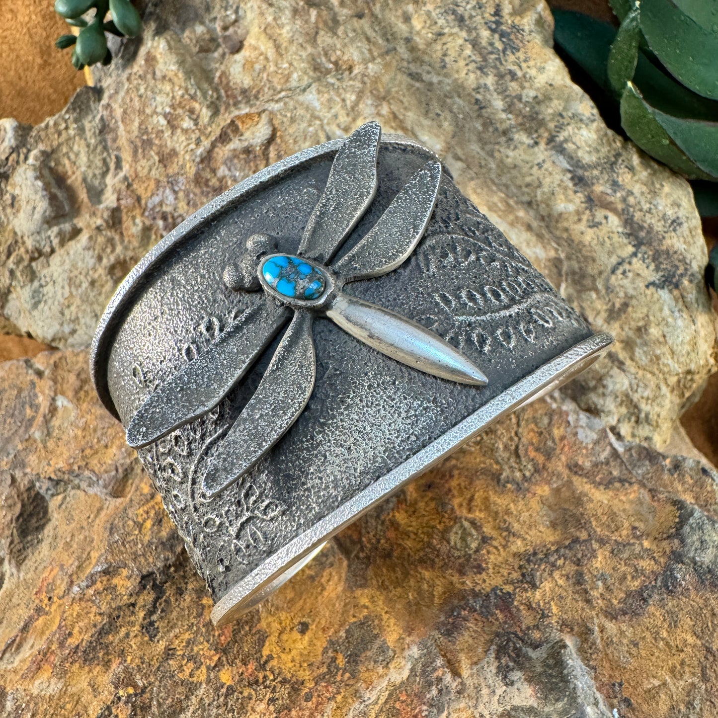 Dragonfly with Turquoise bracelet Cuff by Kelsey Jimmie