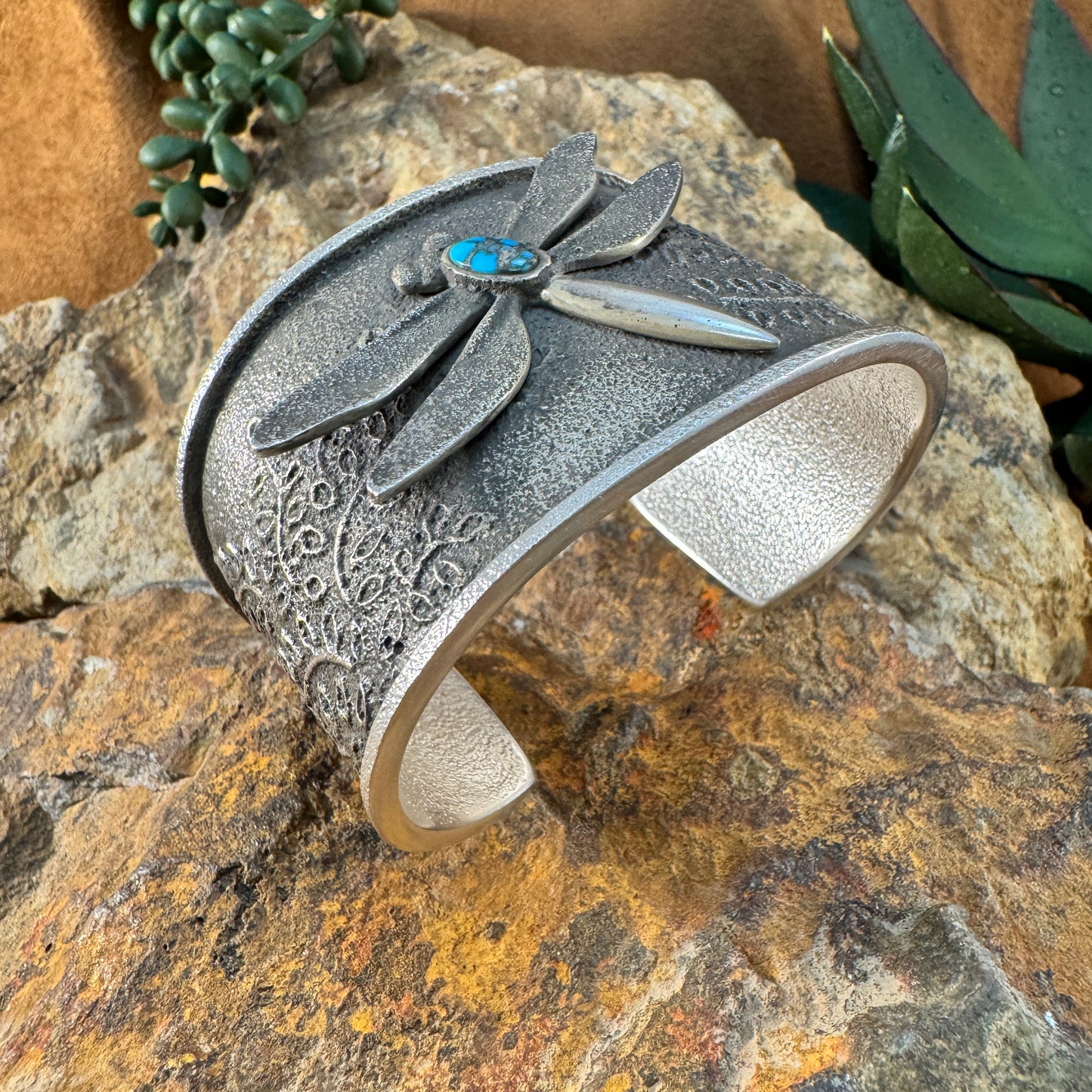 Dragonfly with Turquoise bracelet Cuff by Kelsey Jimmie