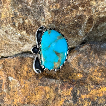 Vintage Turquoise Sterling Silver Ring Size 9 - Estate Jewelry