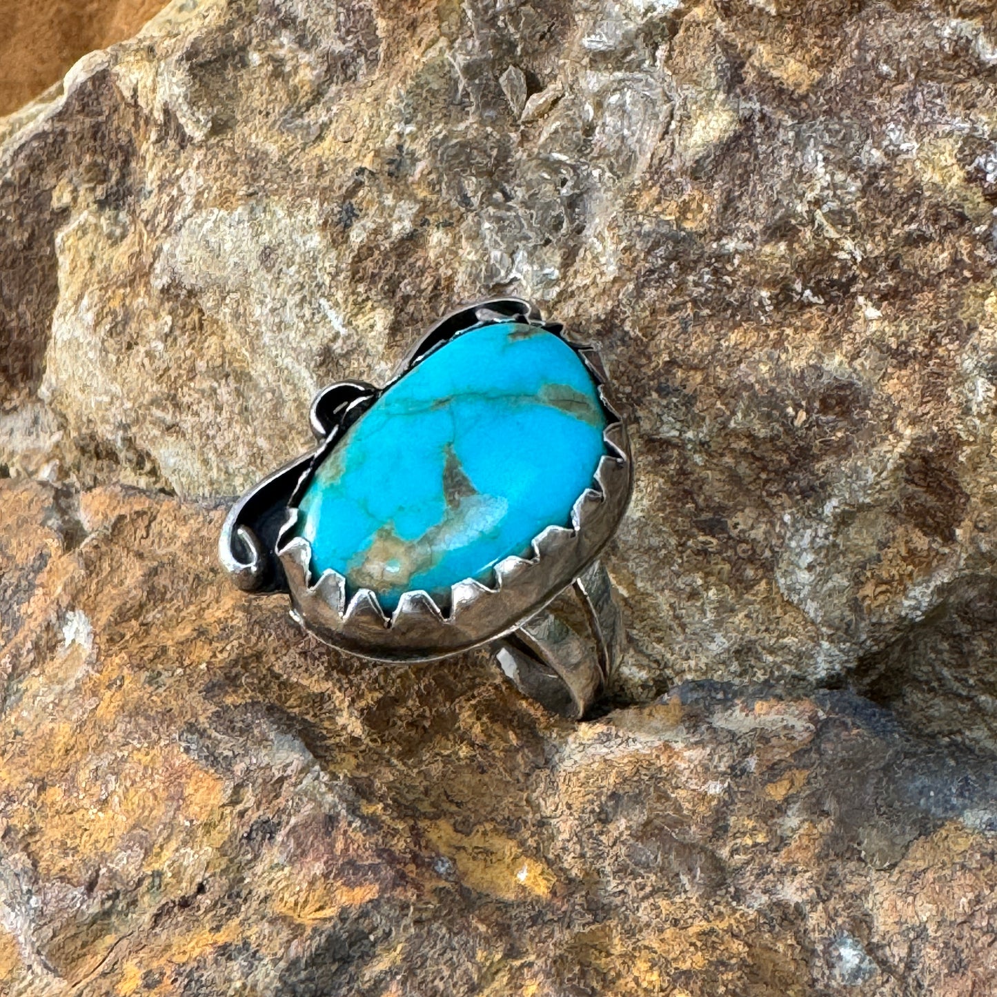 Vintage Turquoise Sterling Silver Ring Size 9 - Estate Jewelry