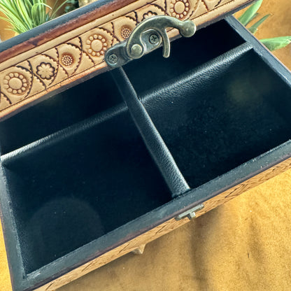 Hand Crafted Leather Jewelry Box 'Full Bloom' by Stephen Vaughn Leatherworks