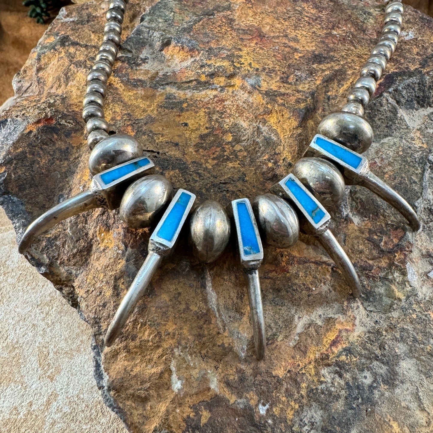 Vintage - Sterling Silver and Turquoise Claw Necklace - Estate