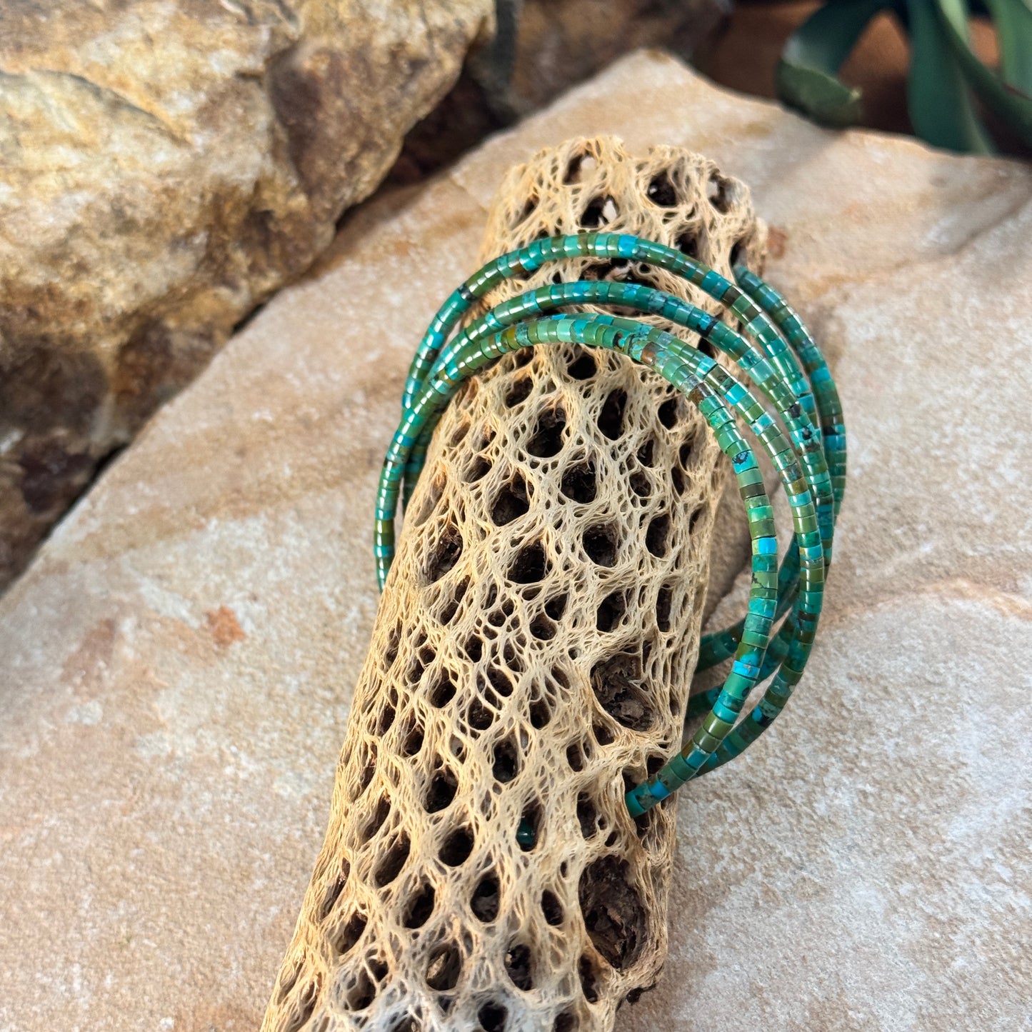 Vintage - Sonoran Gold Turquoise Heishi 5-Loop Bracelet - Estate