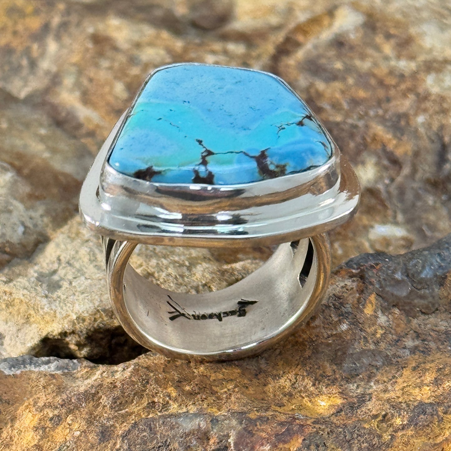 Golden Hill Turquoise Ring by Tommy Jackson - size 10.5