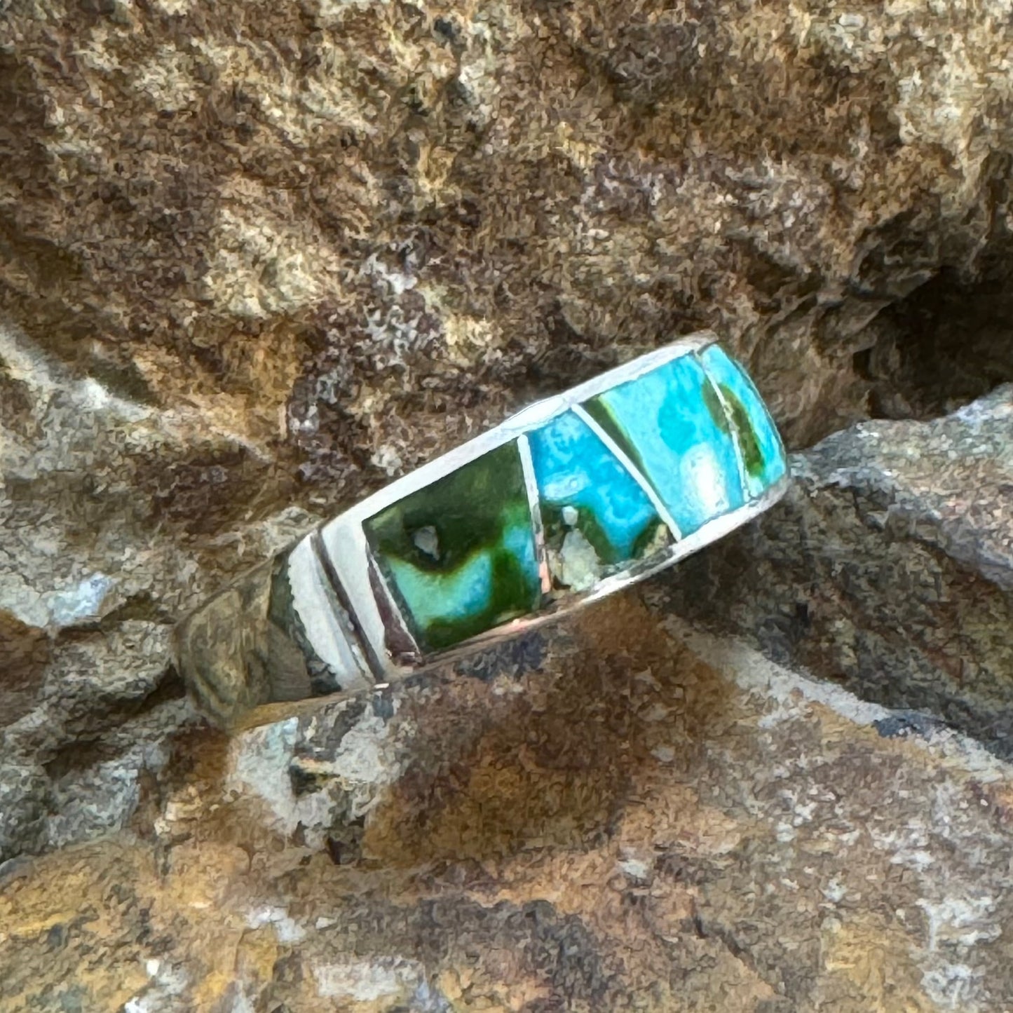 David Rosales Sonoran Gold Inlaid Sterling Silver Ring