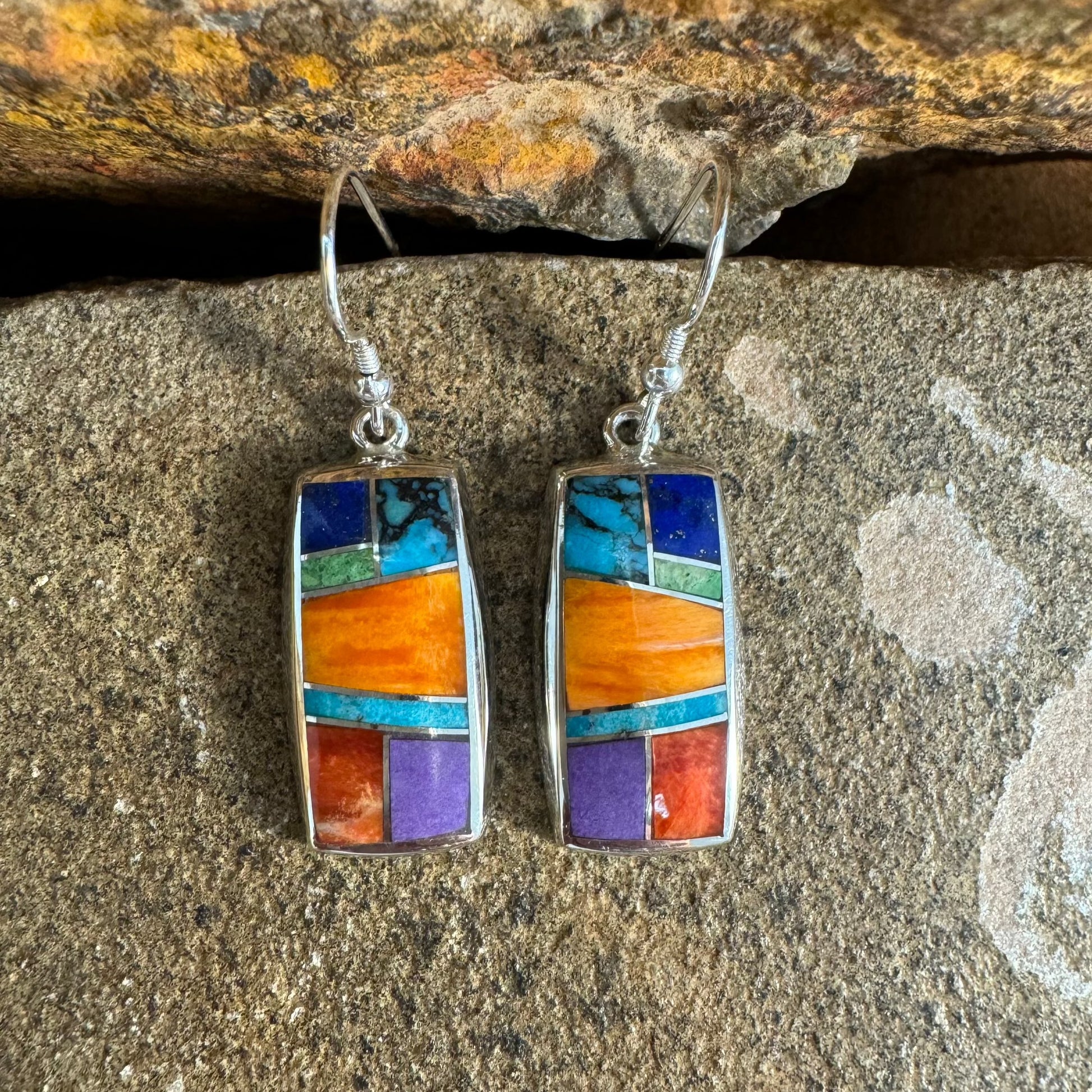 David Rosales Indian Summer Inlaid Sterling Silver Earrings