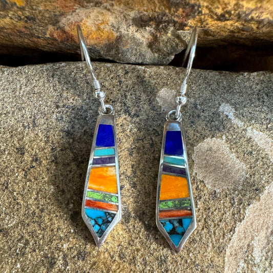 David Rosales Indian Summer Inlaid Sterling Silver Earrings