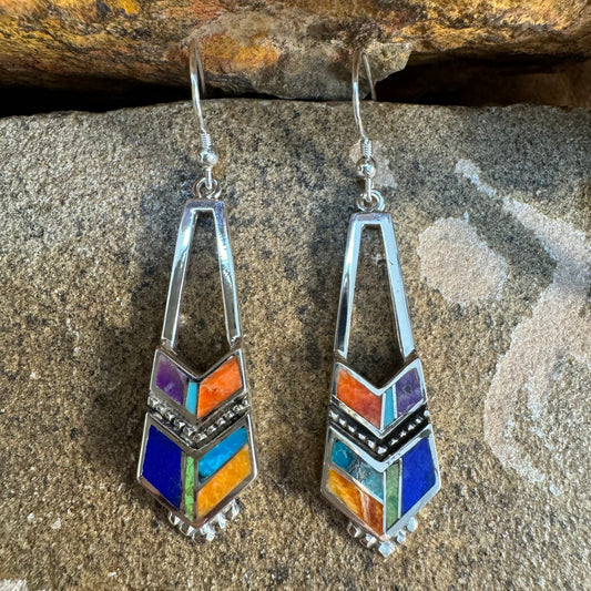 David Rosales Indian Summer Inlaid Sterling Silver Earrings