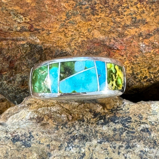 David Rosales Sonoran Gold Inlaid Sterling Silver Ring