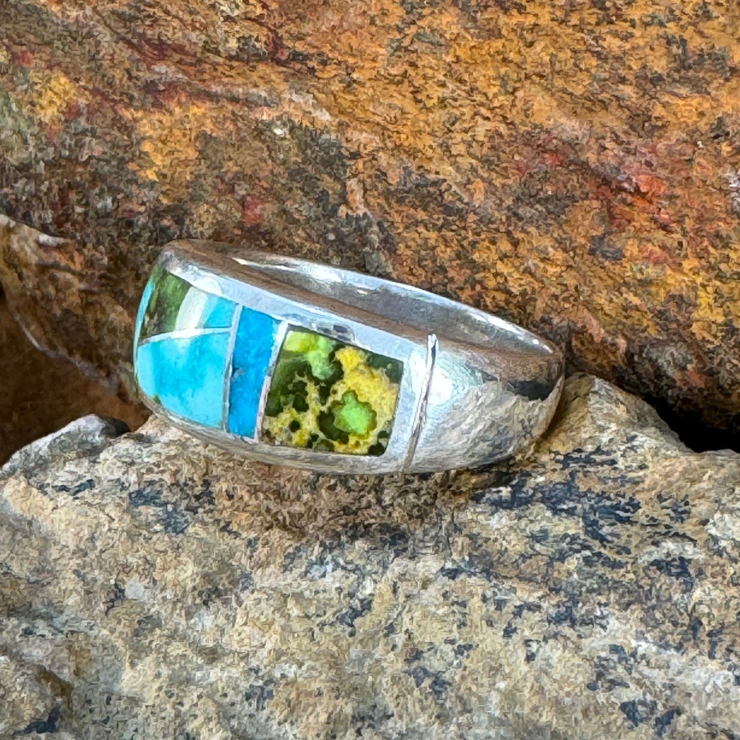 David Rosales Sonoran Gold Inlaid Sterling Silver Ring