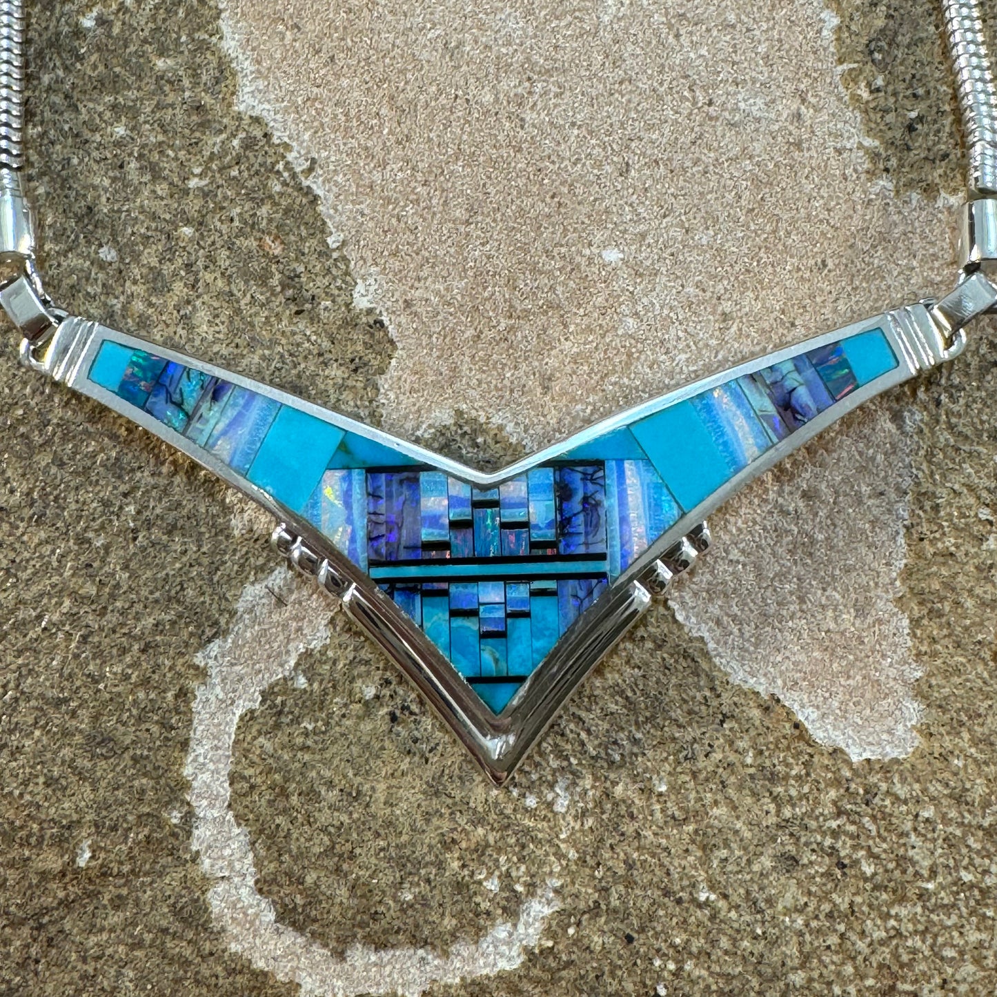 David Rosales Stardust Inlaid Sterling Silver Necklace