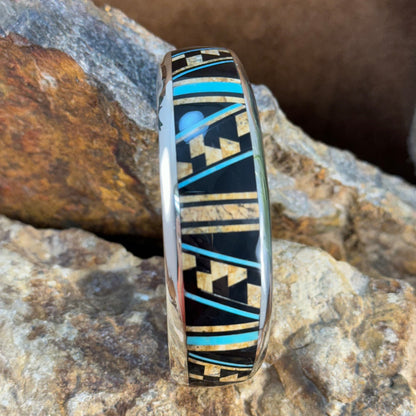 David Rosales Turquoise Creek Inlaid Sterling Silver Bracelet