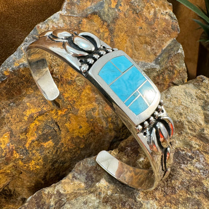 David Rosales Arizona Blue Inlaid Sterling Silver Bracelet