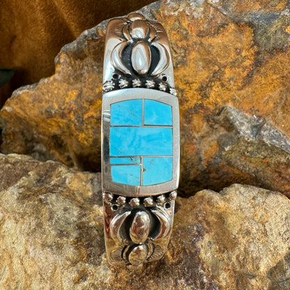 David Rosales Arizona Blue Inlaid Sterling Silver Bracelet