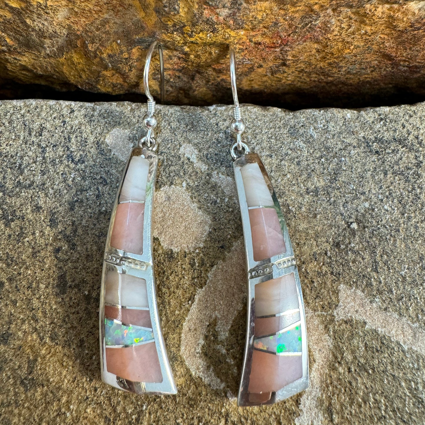 David Rosales Make Me Blush Inlaid Sterling Silver Earrings