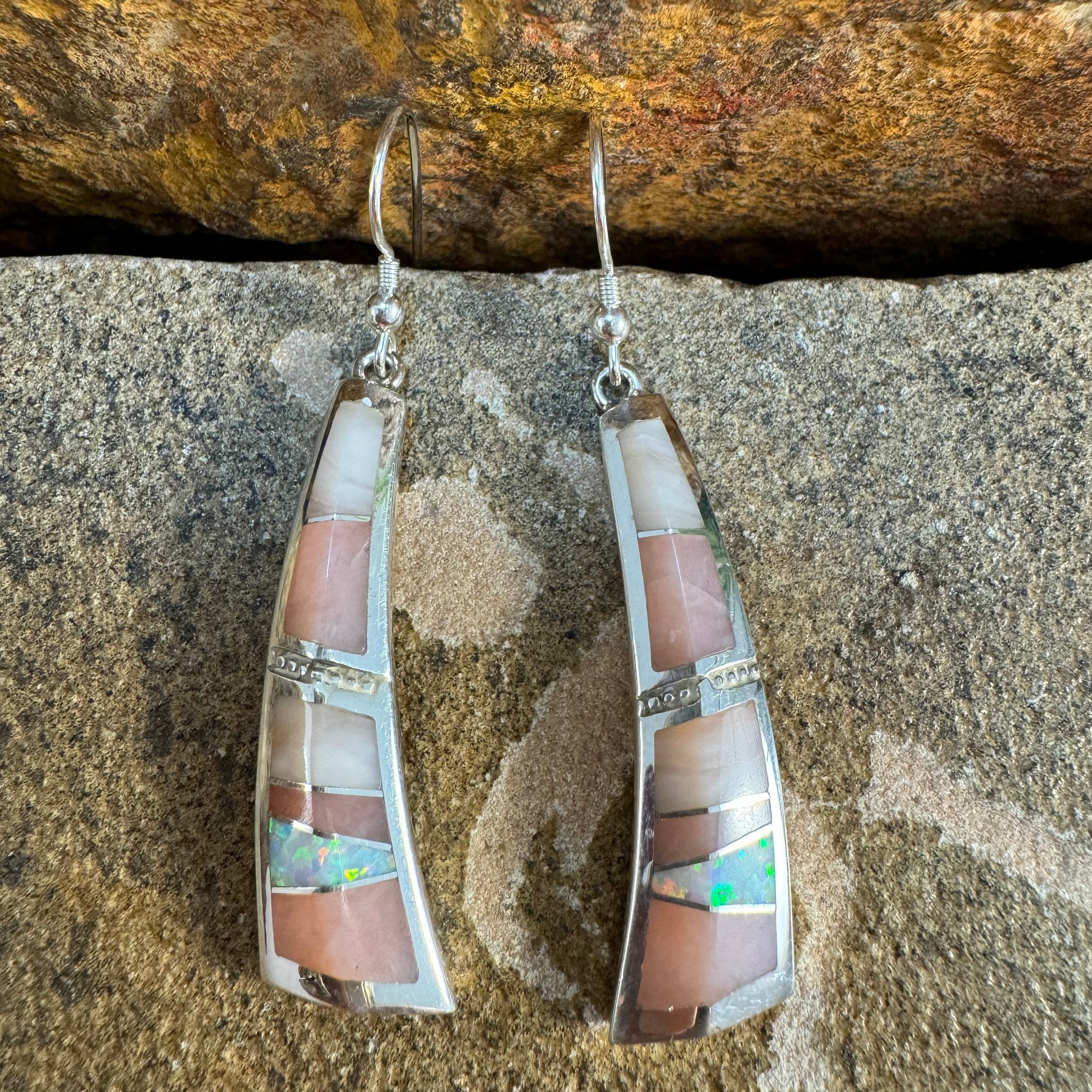 David Rosales Make Me Blush Inlaid Sterling Silver Earrings