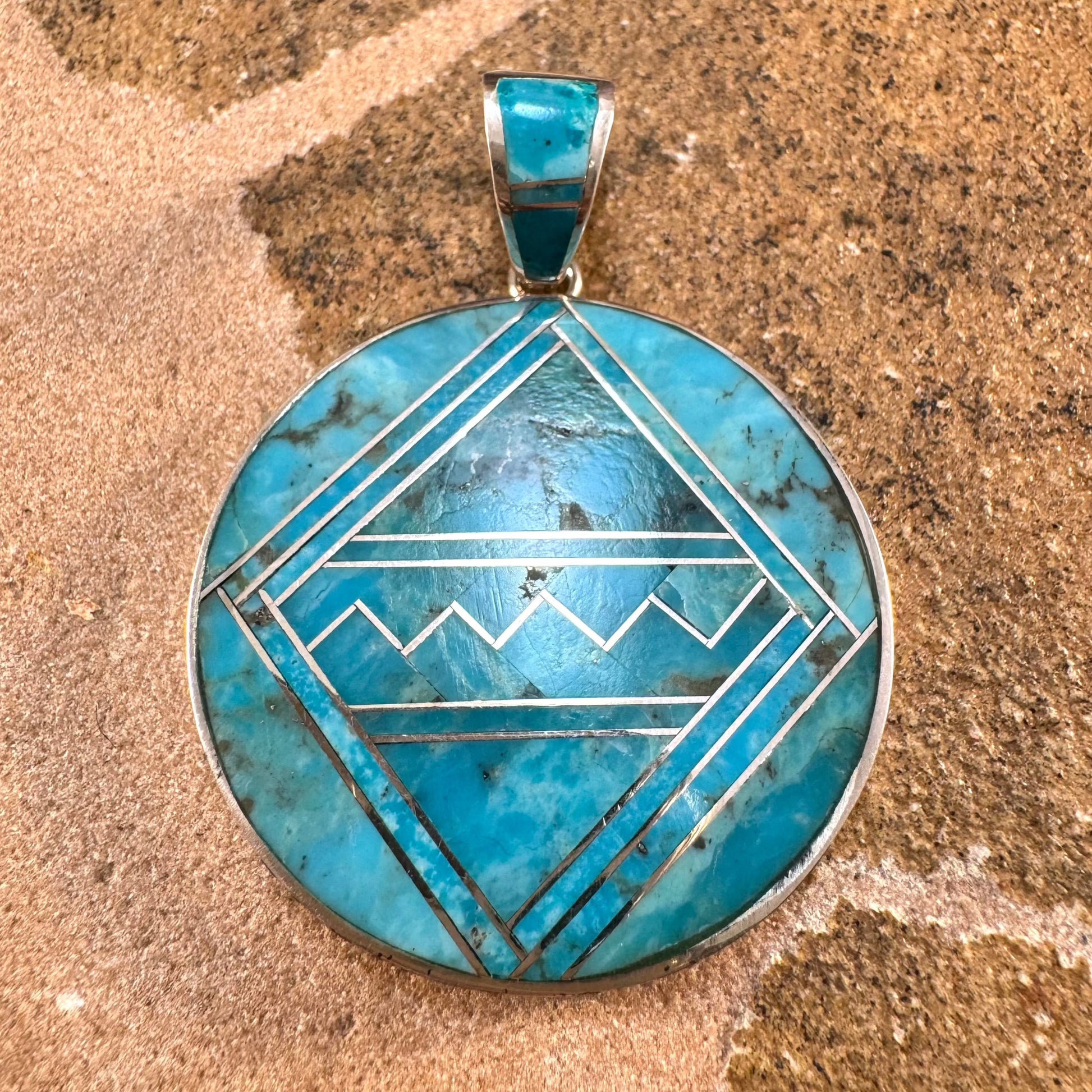 David Rosales Arizona Blue Inlaid Sterling Silver Pendant