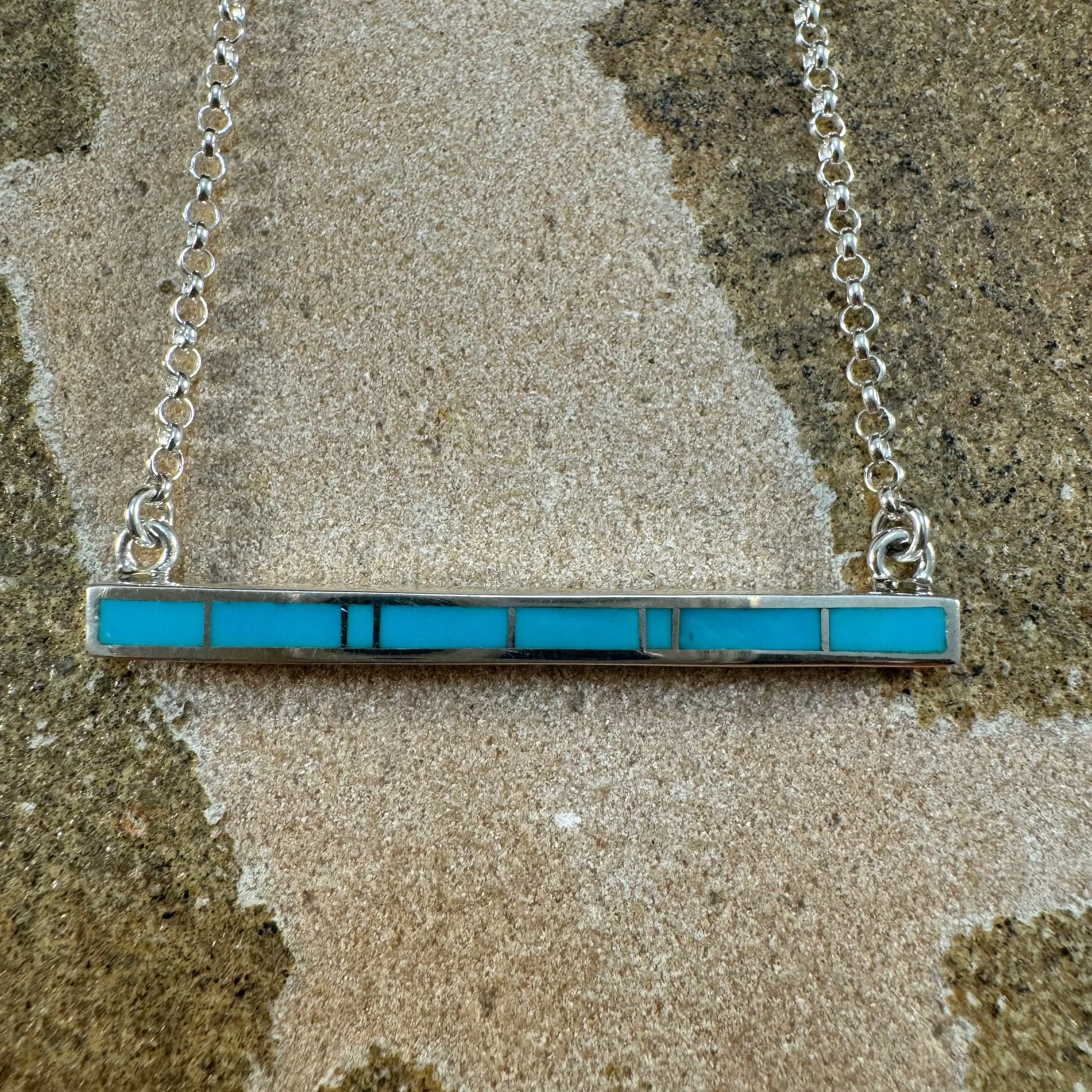 David Rosales Arizona Blue Inlaid Sterling Silver Necklace