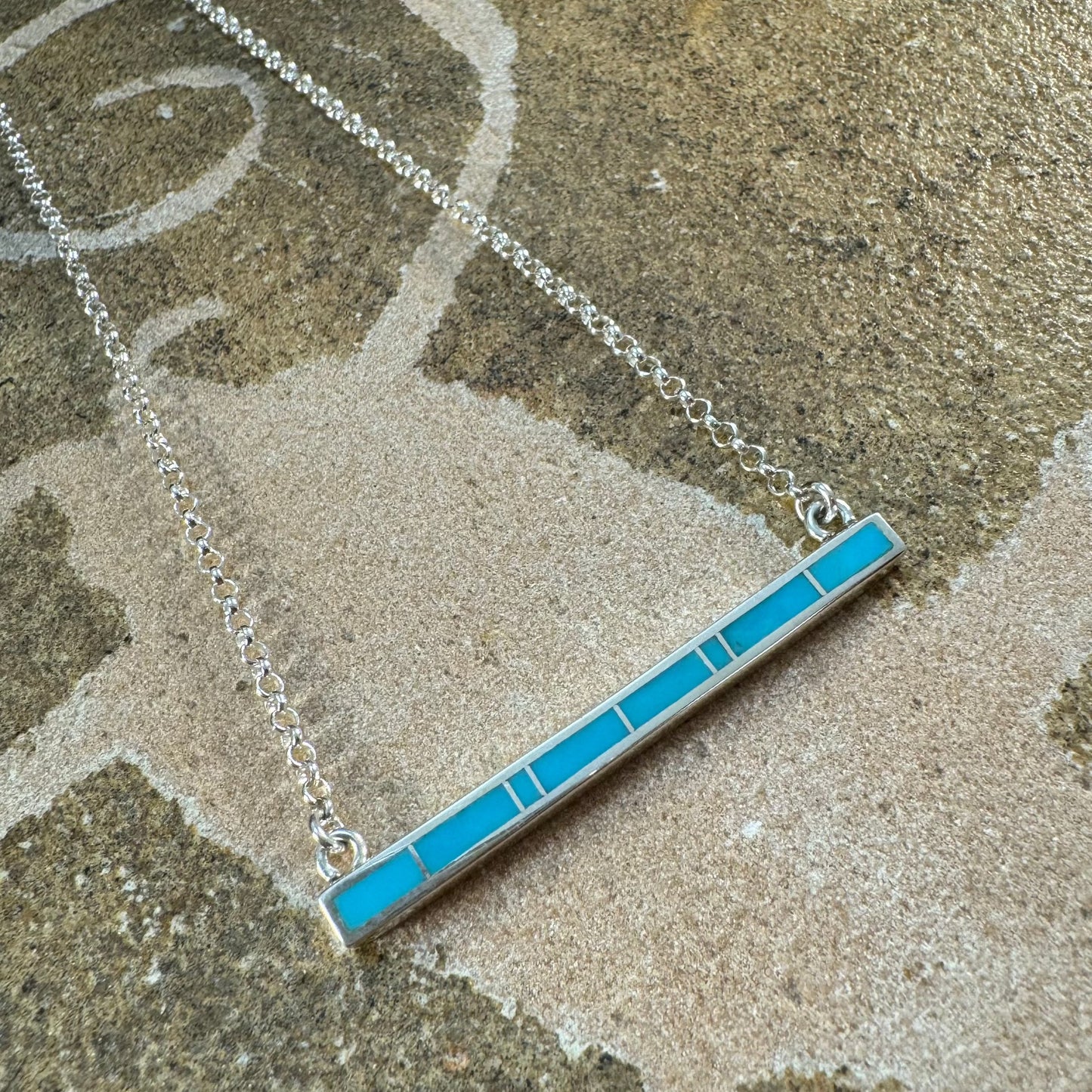 David Rosales Arizona Blue Inlaid Sterling Silver Necklace