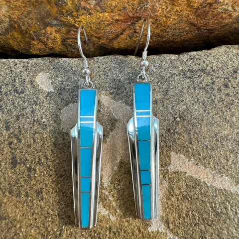 David Rosales Arizona Blue Inlaid Sterling Silver Earrings