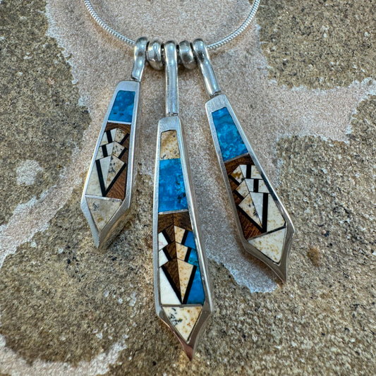 David Rosales Ironwood Inlaid Sterling Silver Necklace