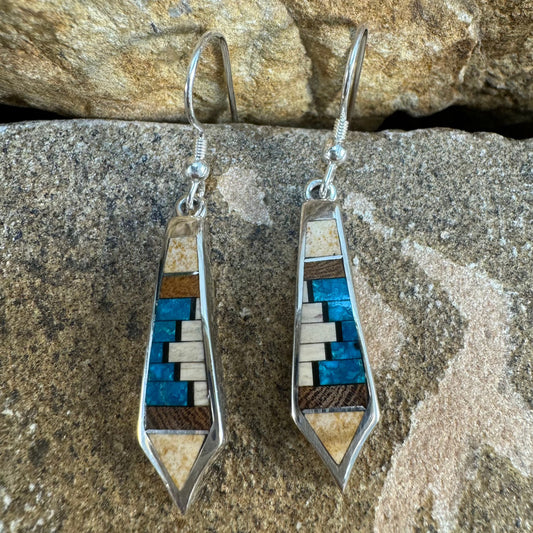 David Rosales Ironwood Inlaid Sterling Silver Earrings