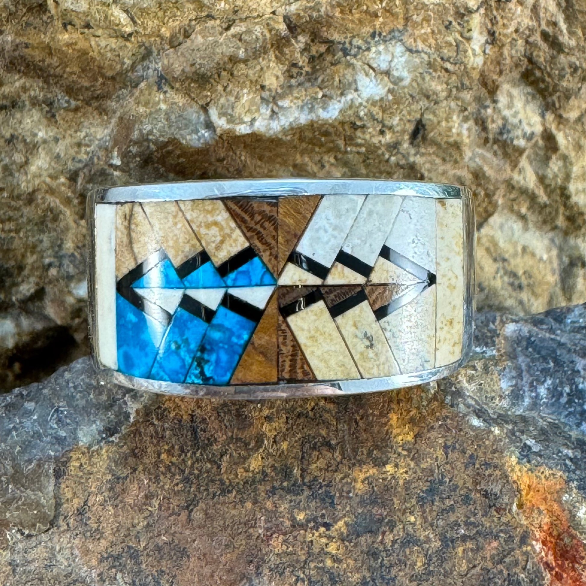 David Rosales Ironwood Inlaid Sterling Silver Ring