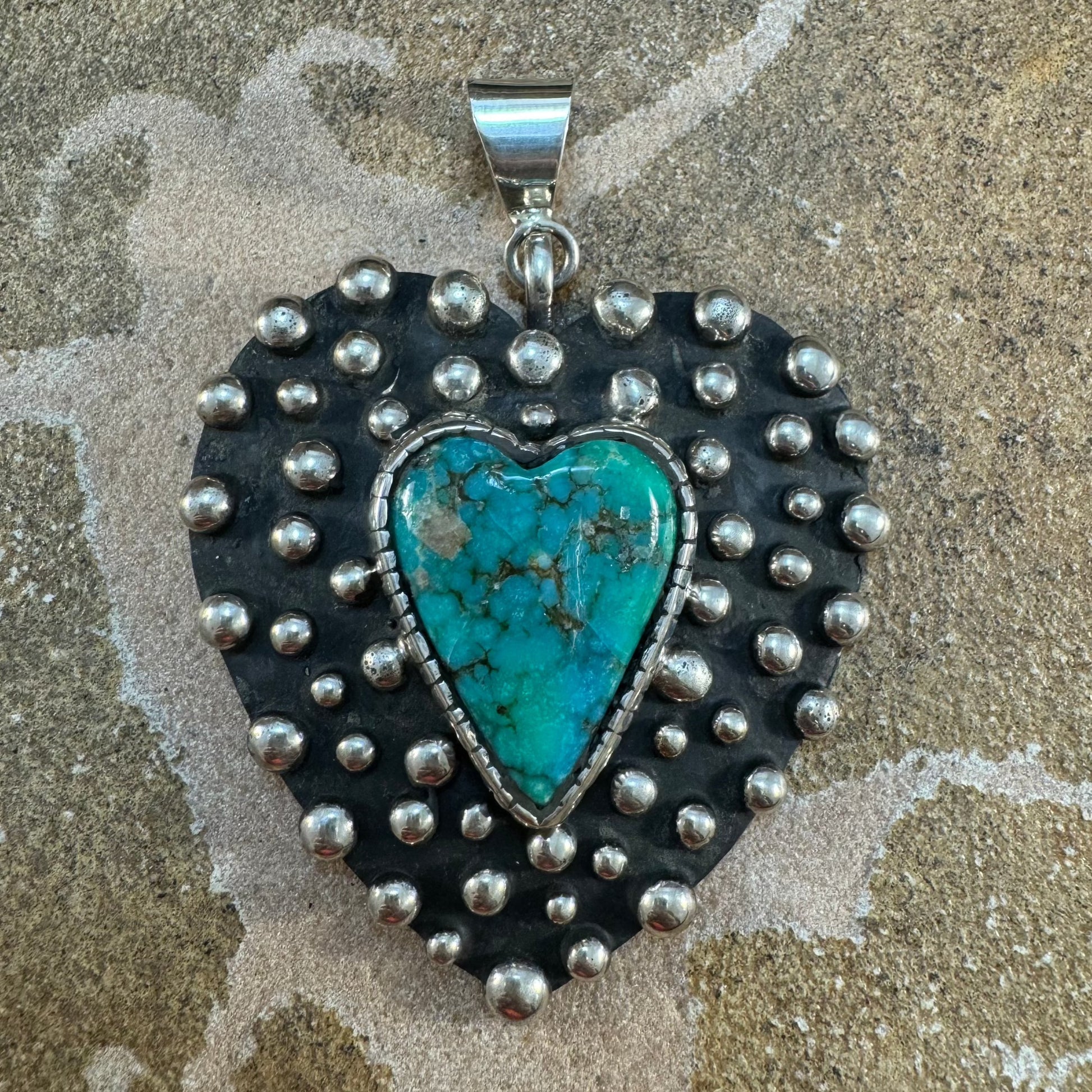 Ithaca Peak Turquoise Sterling Silver Heart Pendant by Billy Jaramillo