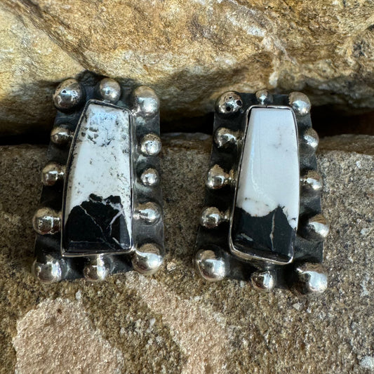 White Buffalo Sterling Silver Earrings by Billy The Kid