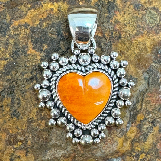 Spiny Oyster Sterling Silver Pendant by Artie Yellowhorse Heart