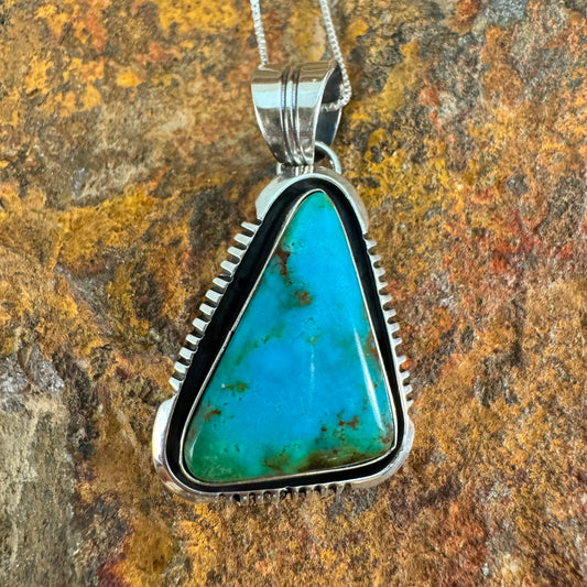 Royston Turquoise Sterling Silver Pendant by Wil Denetdale