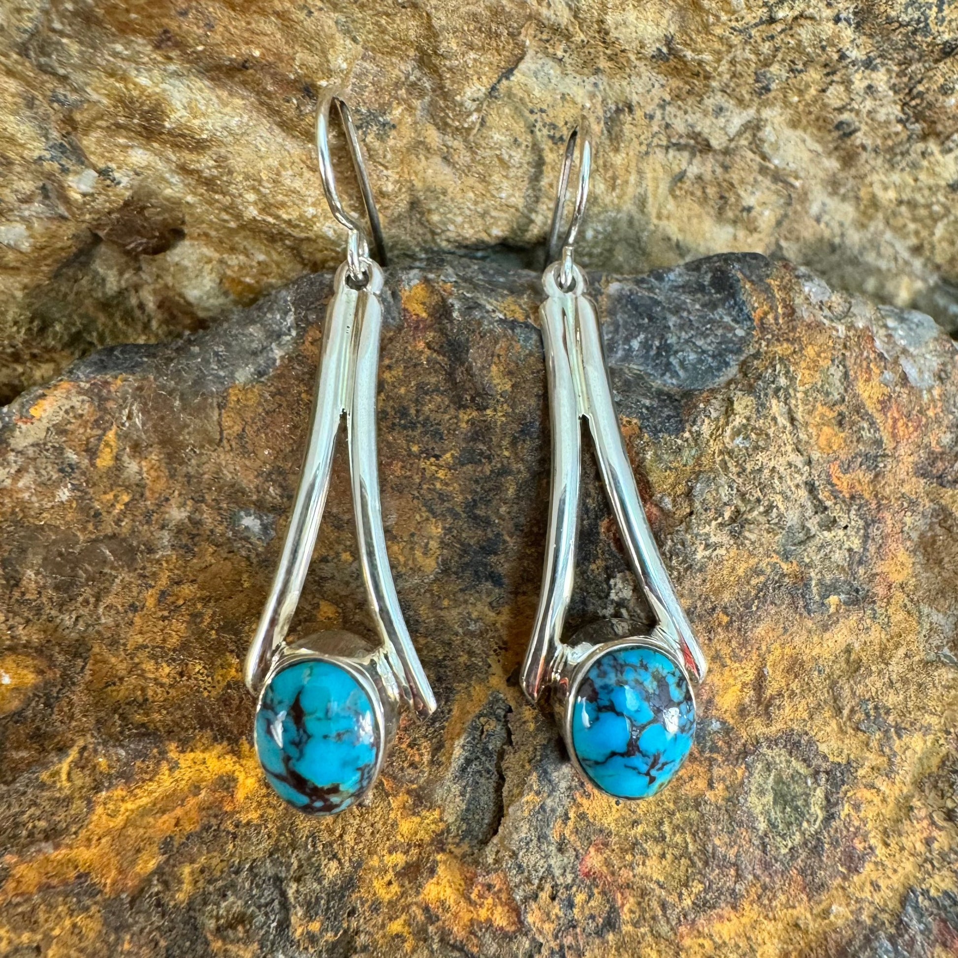 Kingman Turquoise Sterling Silver Earrings by David Morris