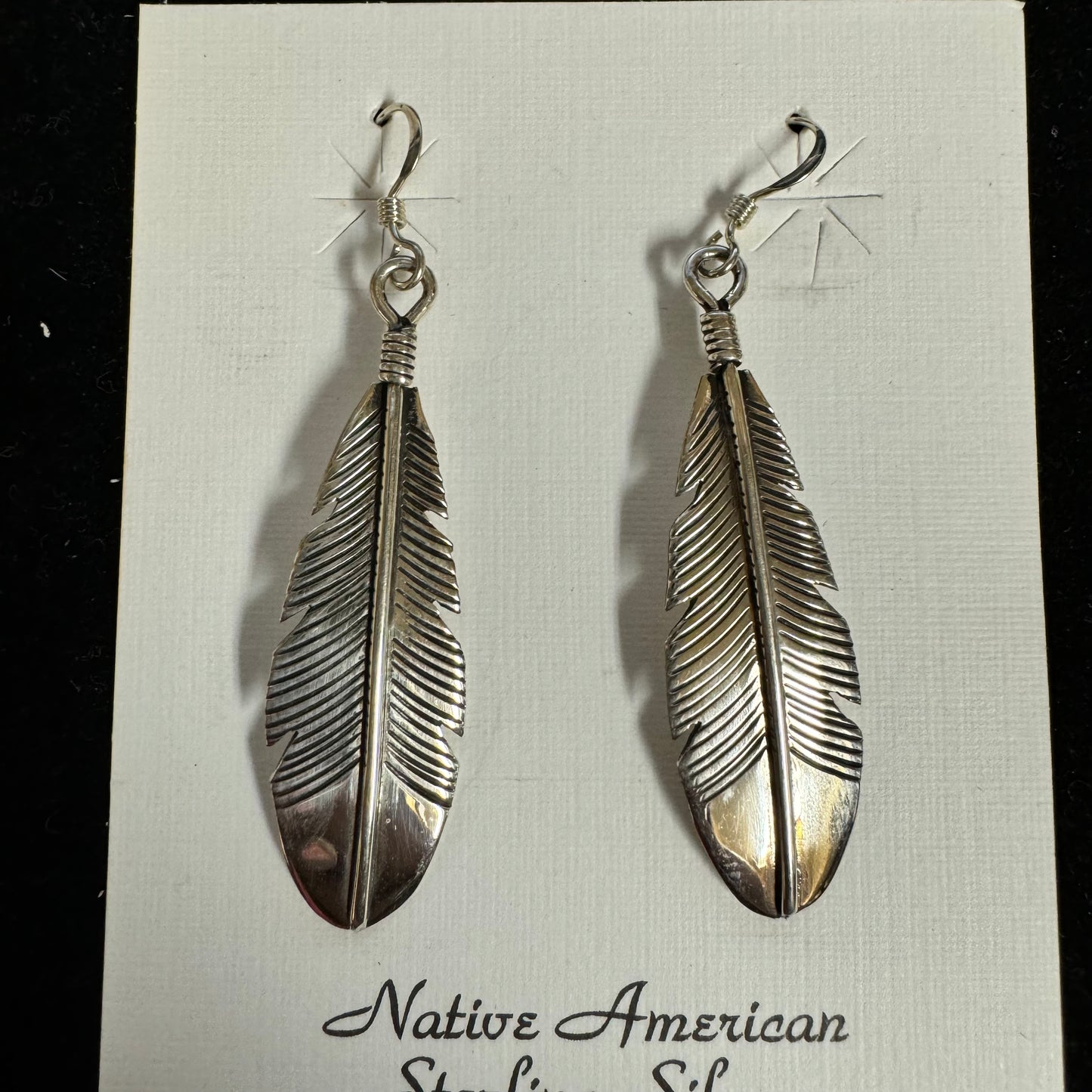 Dangle Earring Sterling Feather by Joe Mace