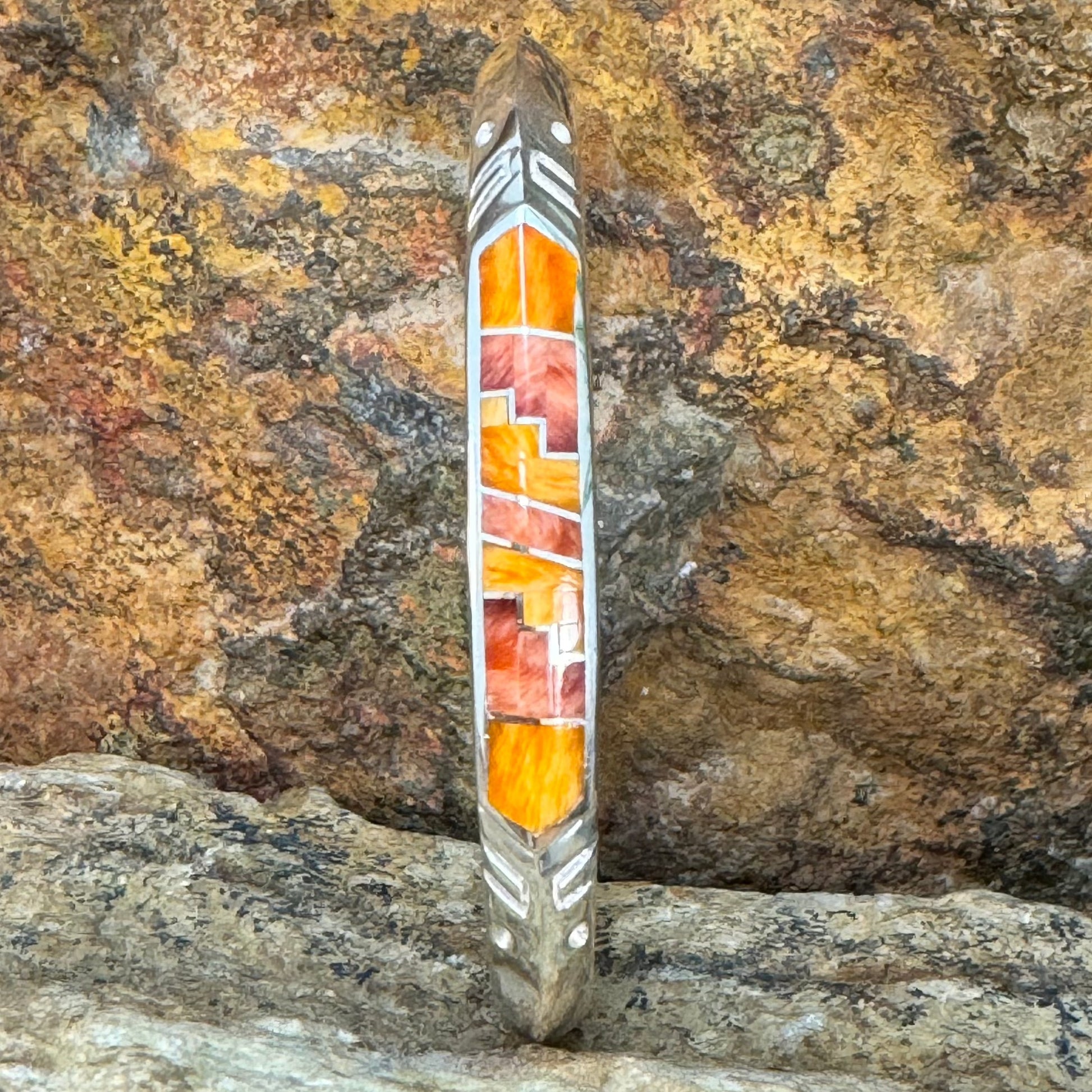 David Rosales Desert Fire Inlaid Sterling Silver Bracelet