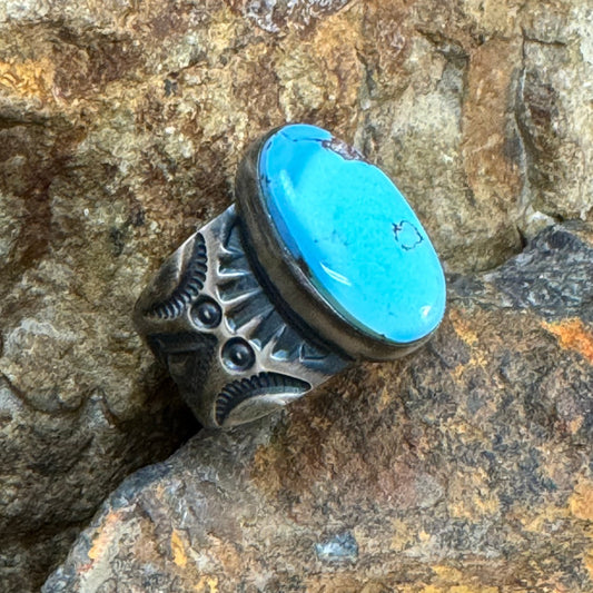 Golden Hill Turquoise Sterling Silver Ring by Bernyse Chavez - Size 8