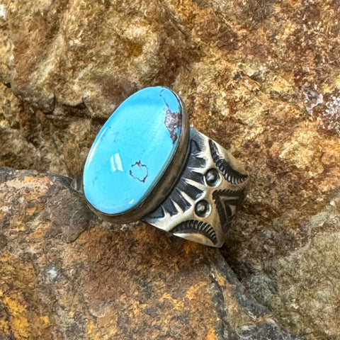 Golden Hill Turquoise Sterling Silver Ring by Bernyse Chavez - Size 8