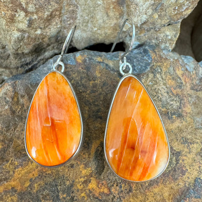 Orange Spiny Oyster Sterling Silver Earrings 